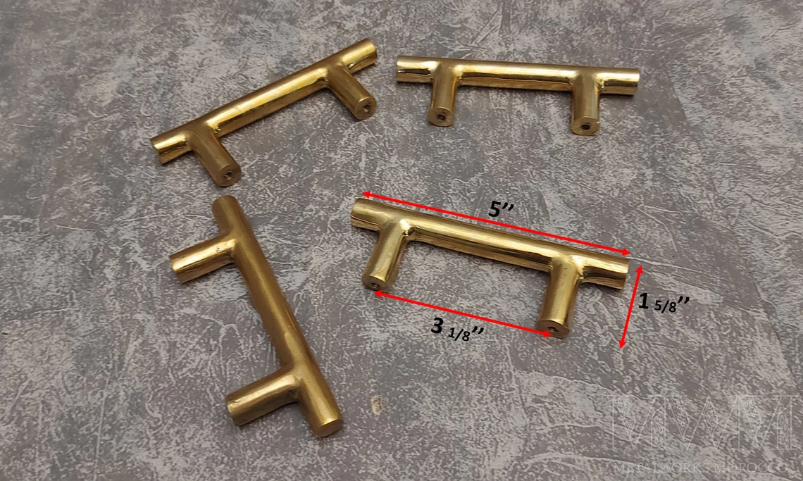 Unlacquered Brass Drawer Pulls Handles For Kitchen Cabinets installed in home setting