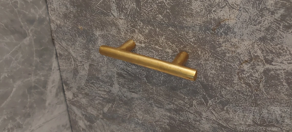 Unlacquered Brass Drawer Pulls Handles For Kitchen Cabinets – side angle view