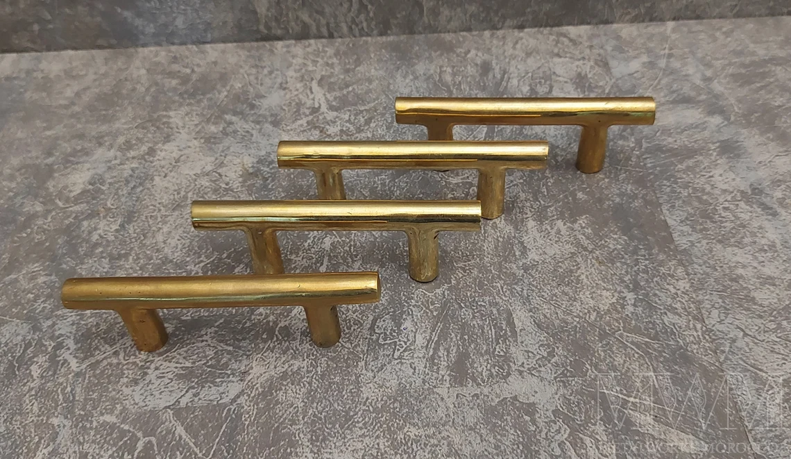 Unlacquered Brass Drawer Pulls Handles For Kitchen Cabinets – alternate angle