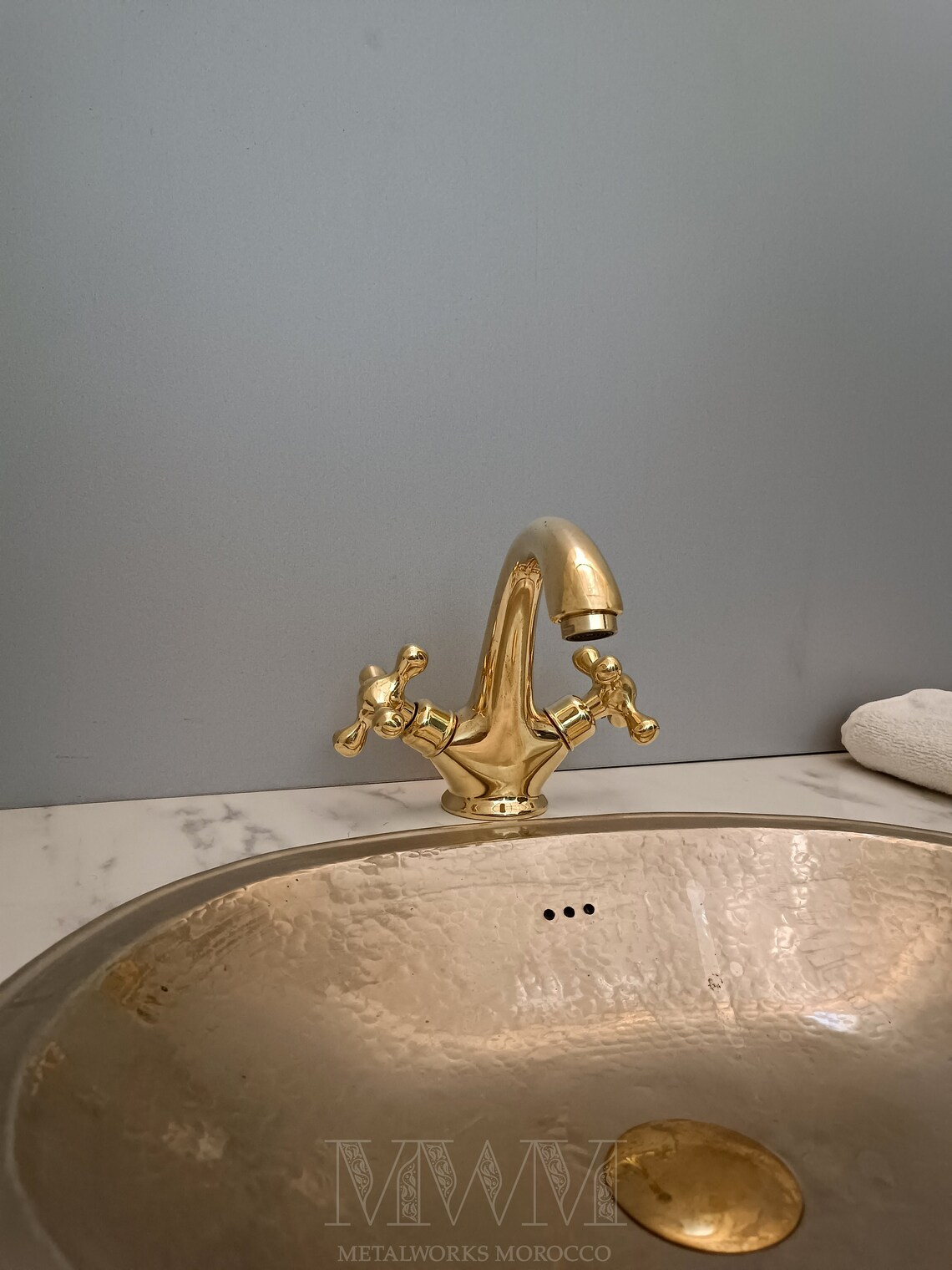 Natural Brass Bathroom Faucet For Vanity Two Handles