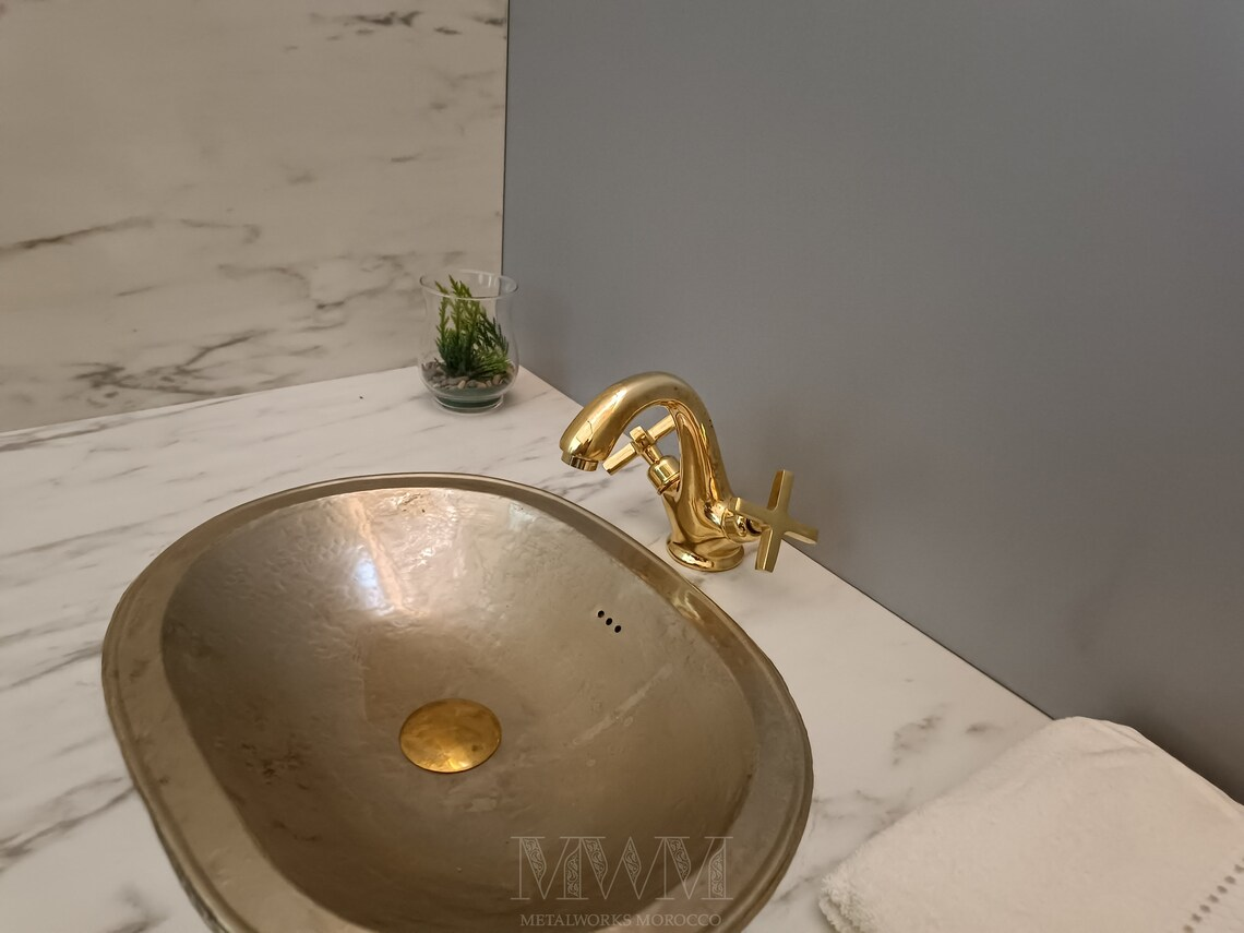 Natural Brass Bathroom Faucet For Vanity Two Handles dimensions and size reference