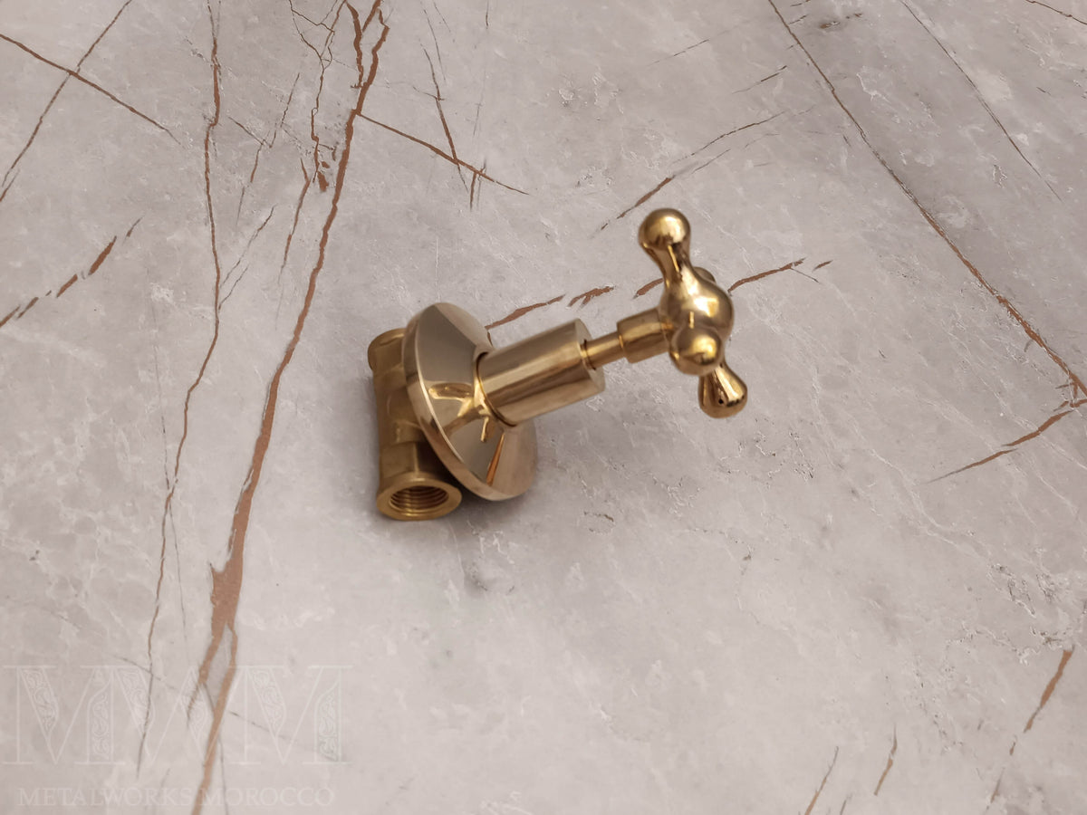 Unlacquered Brass Gate Valve 1/2 inch - Unique Handmade installed in home setting