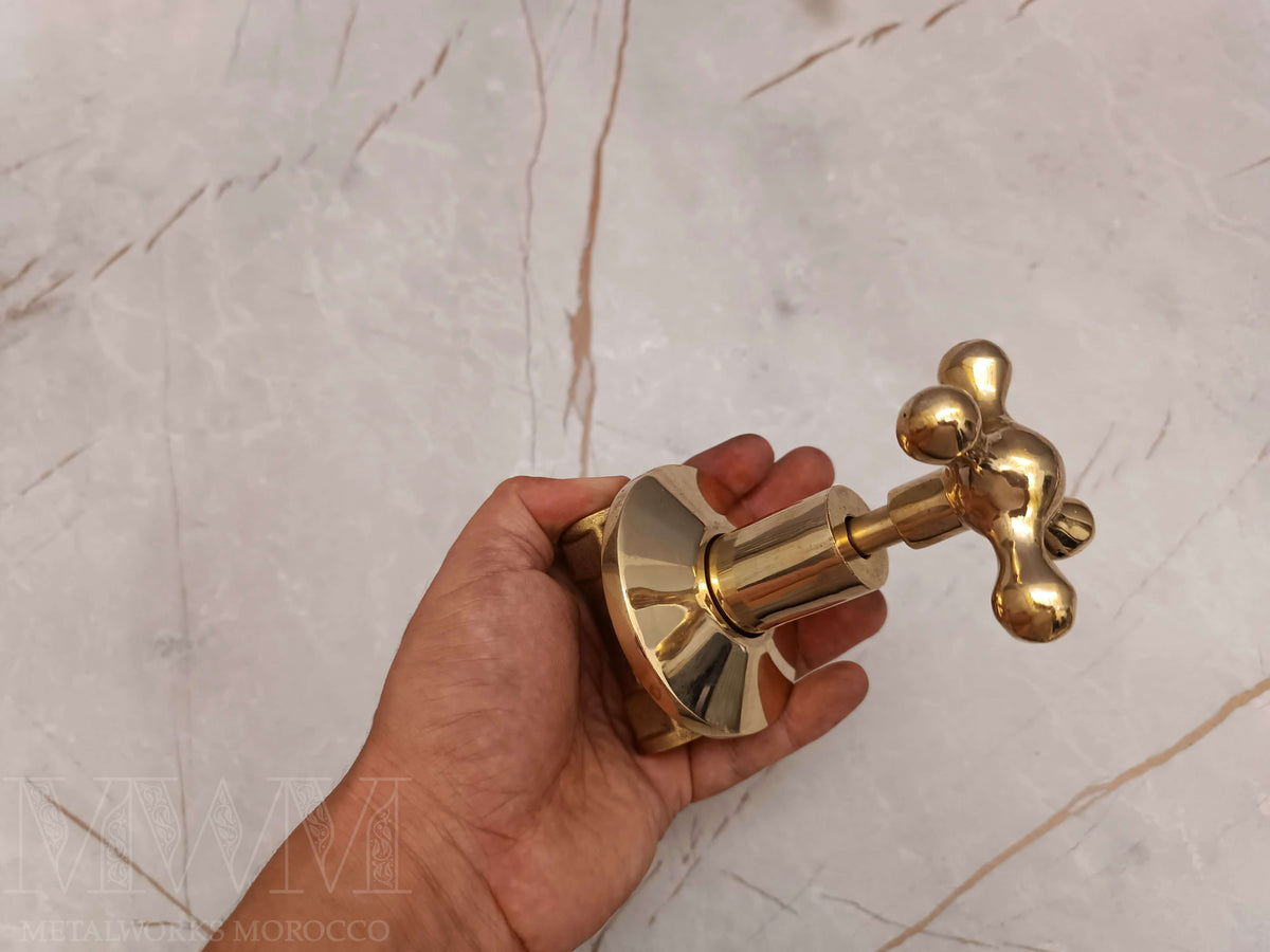 Unlacquered Brass Gate Valve 1/2 inch - Unique Handmade – top view