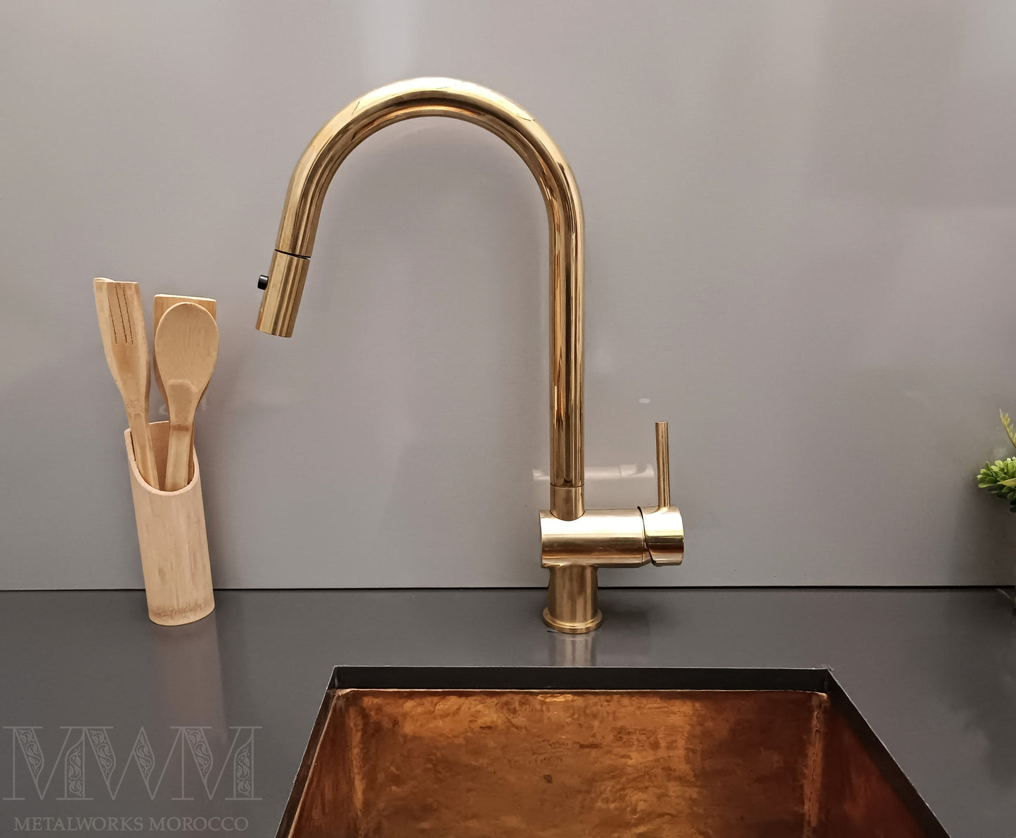 Unlacquered Brass Kitchen Faucet Pull Down Sprayer