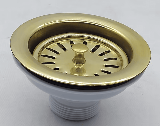 Unlacquered Brass Kitchen Sink Strainer and Stopper - basket strainer