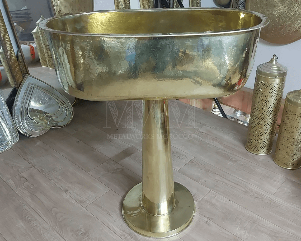Unlacquered Brass Pedestal Sink - Handmade