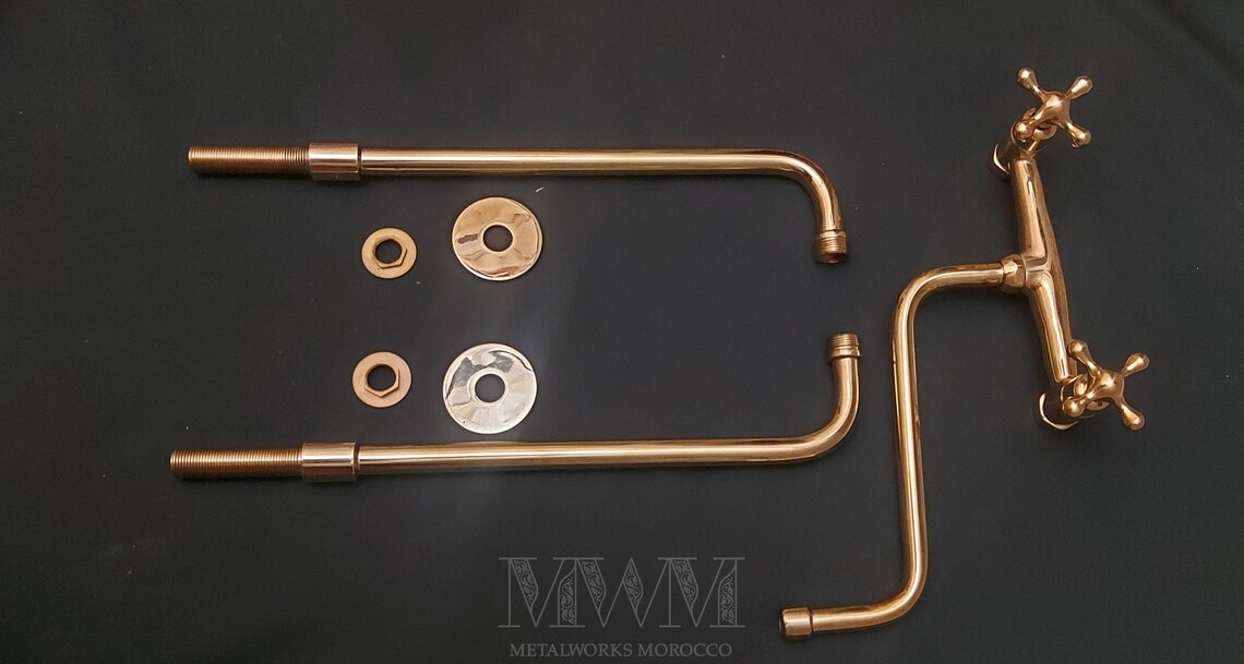 Unlacquered Brass Retro Tall Kitchen Faucet Deck Mount