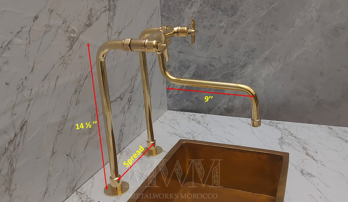 Unlacquered Brass Retro Tall Kitchen Faucet Deck Mount