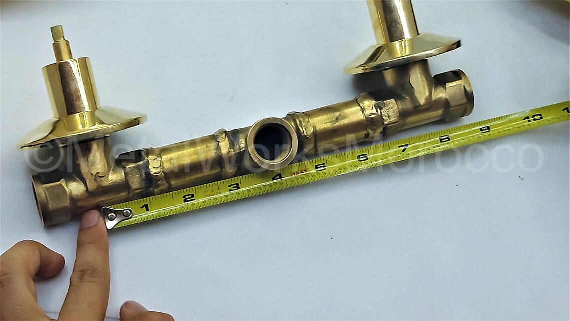 Unlacquered Brass Shower Faucet Set Wall Mounted