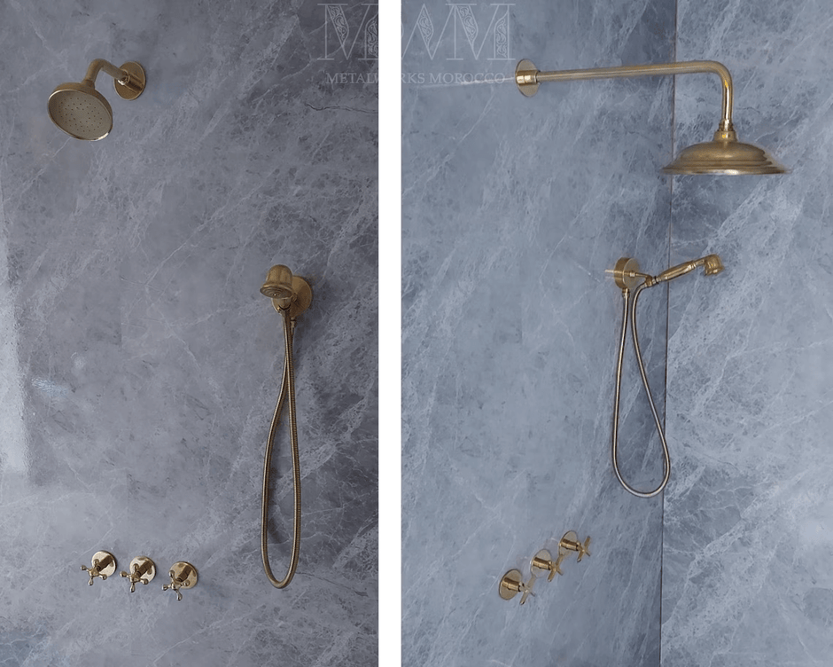 Unlacquered Brass Shower System Set Handmade