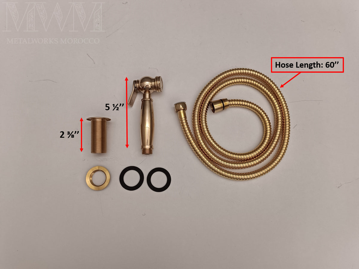 Unlacquered Brass Sink Side Sprayer dimensions and size reference