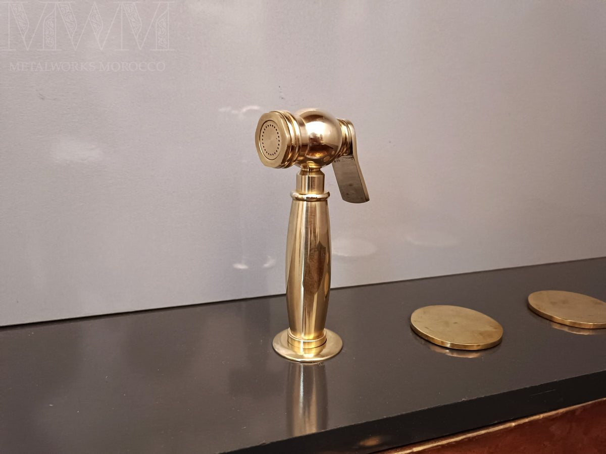 Unlacquered Brass Sink Side Sprayer – top view