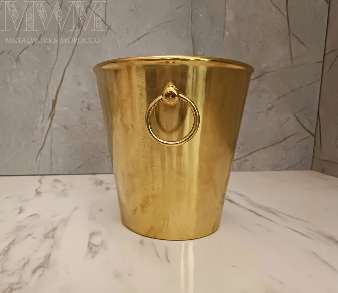 Unlacquered Brass Trash Can - Moroccan Waste Basket