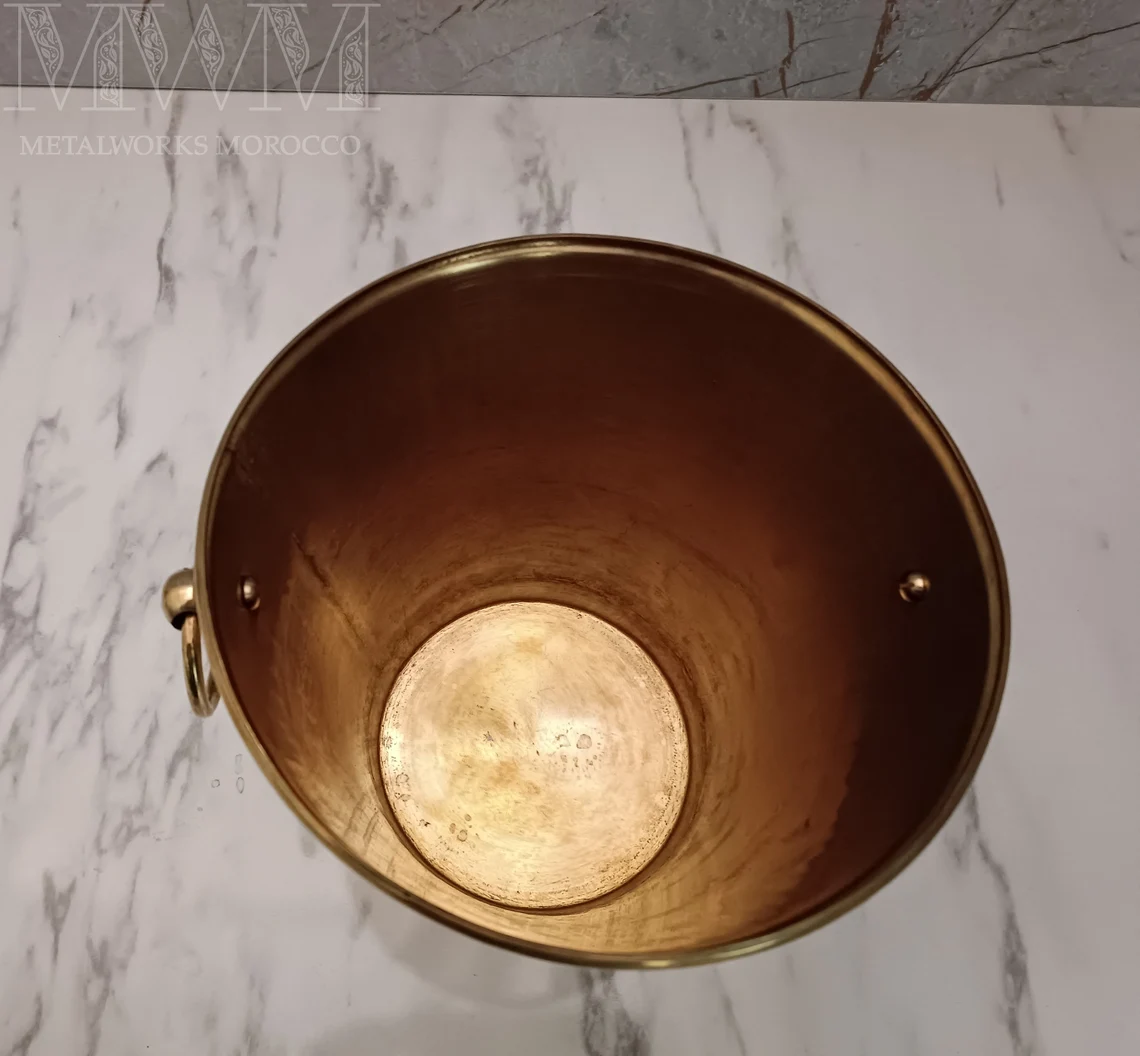 Unlacquered Brass Trash Can - Moroccan Waste Basket