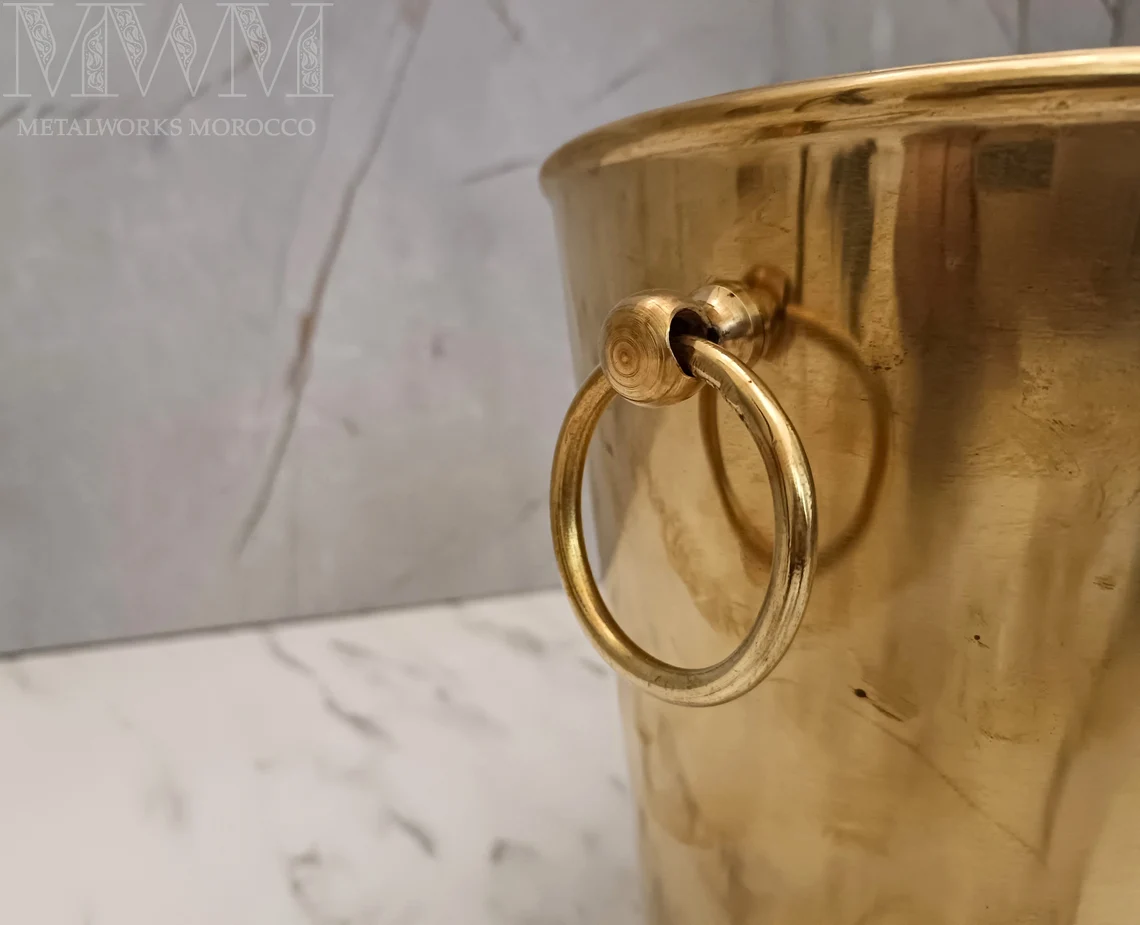 Unlacquered Brass Trash Can - Moroccan Waste Basket