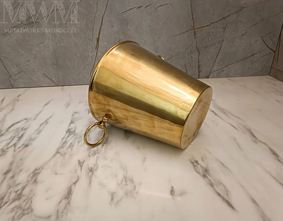 Unlacquered Brass Trash Can - Moroccan Waste Basket