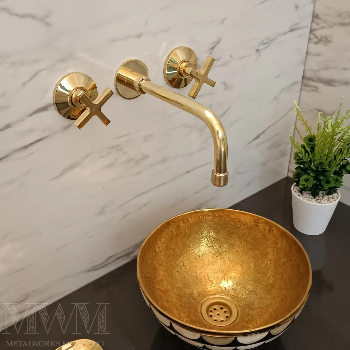 Unlacquered Brass Tub Filler Wall Mounted Bathroom Faucet