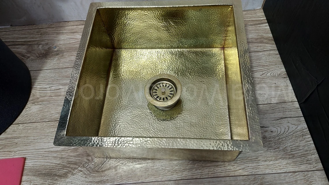 Unlacquered Brass Undermount Kitchen Sink - Handmade