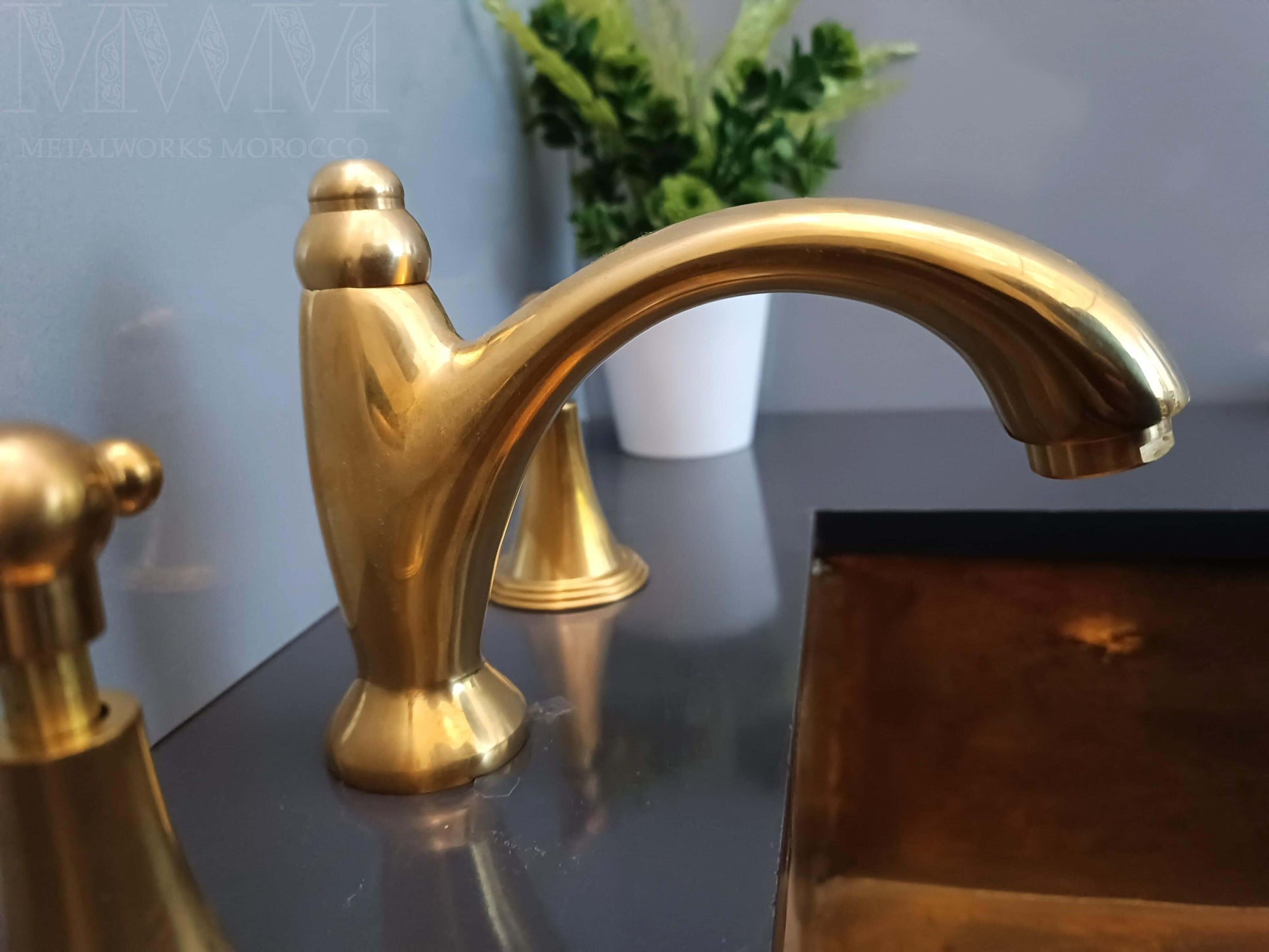 Unlacquered Brass Widespread Bathroom Faucet