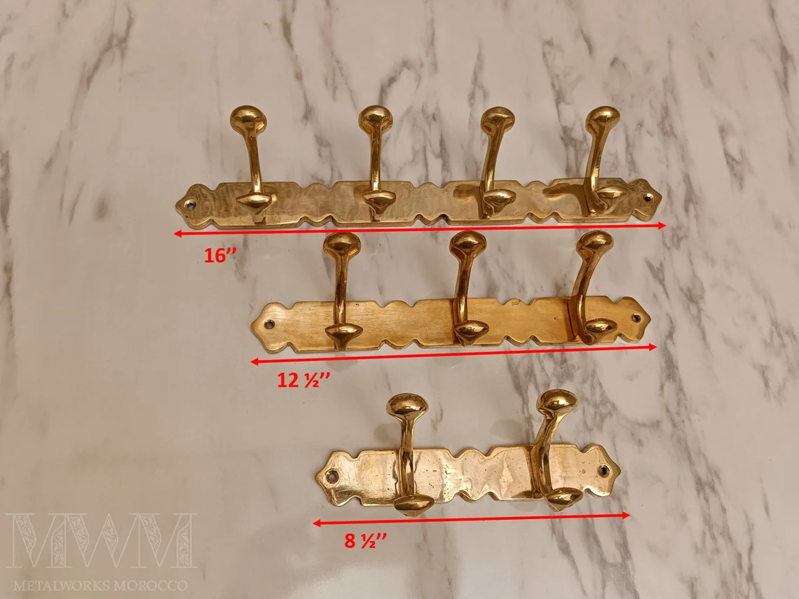 Vintage Brass Coat Hooks Wall Mounted