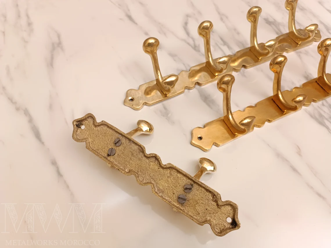 Vintage Brass Coat Hooks Wall Mounted