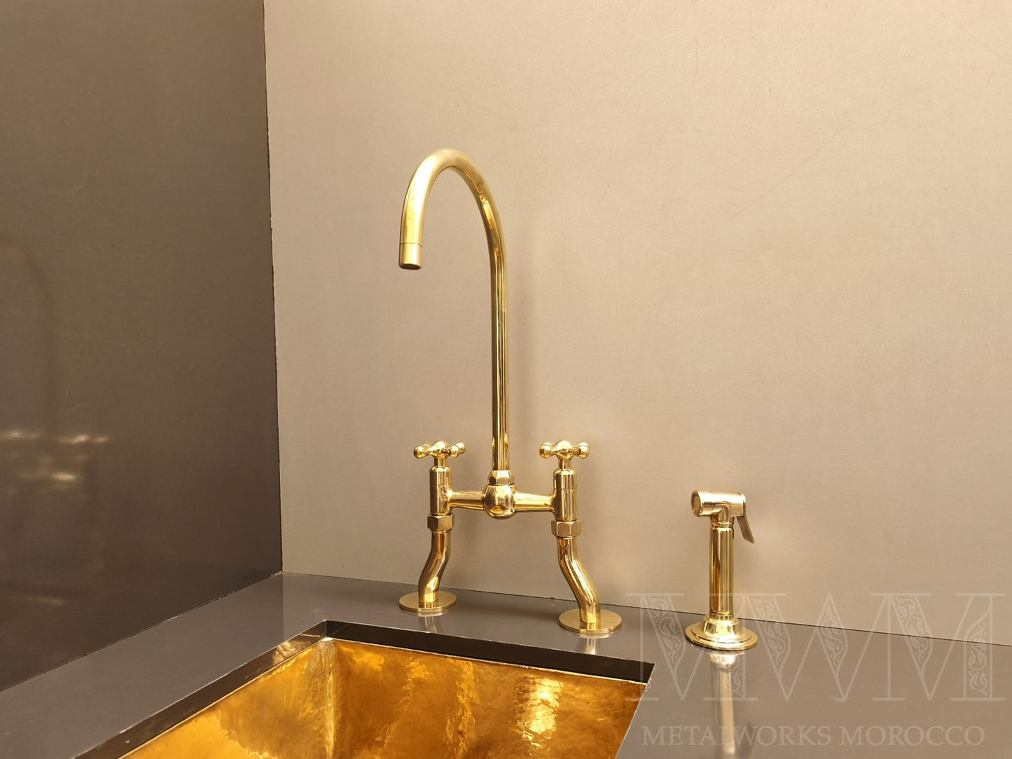 Vintage Brass Bridge Mixer Tap Curved Legs