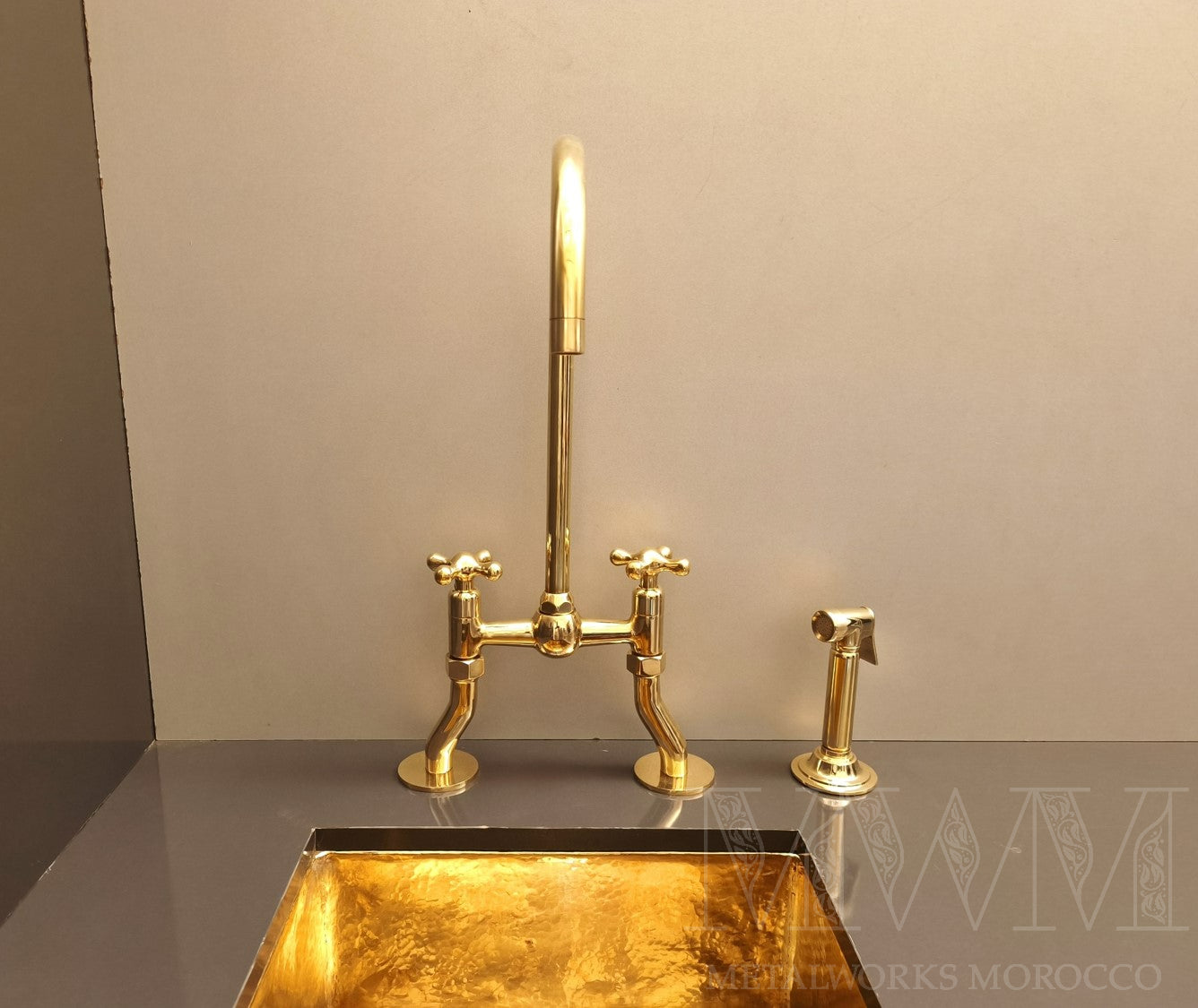 Vintage Brass Bridge Mixer Tap Curved Legs