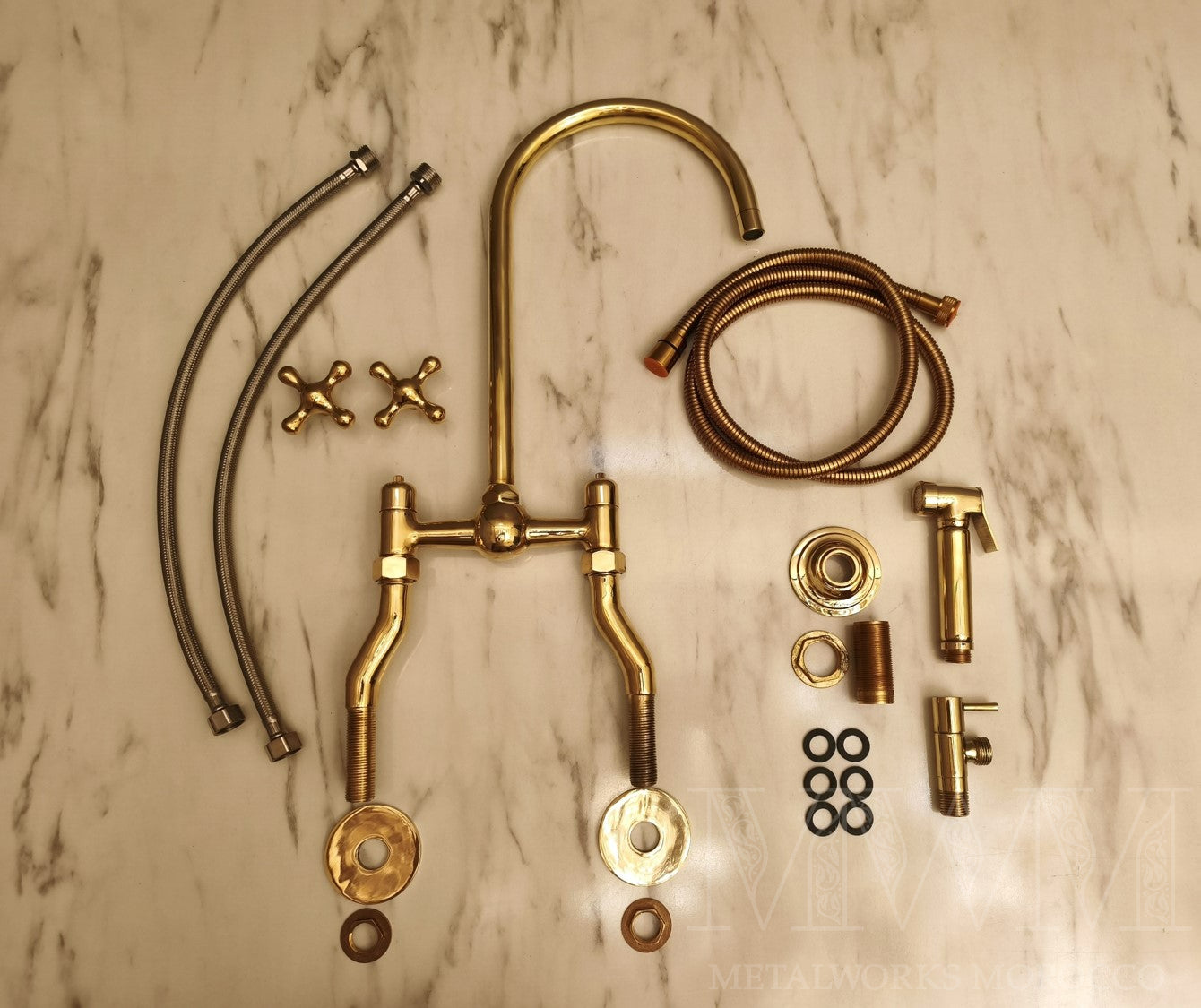 Vintage Brass Bridge Mixer Tap Curved Legs