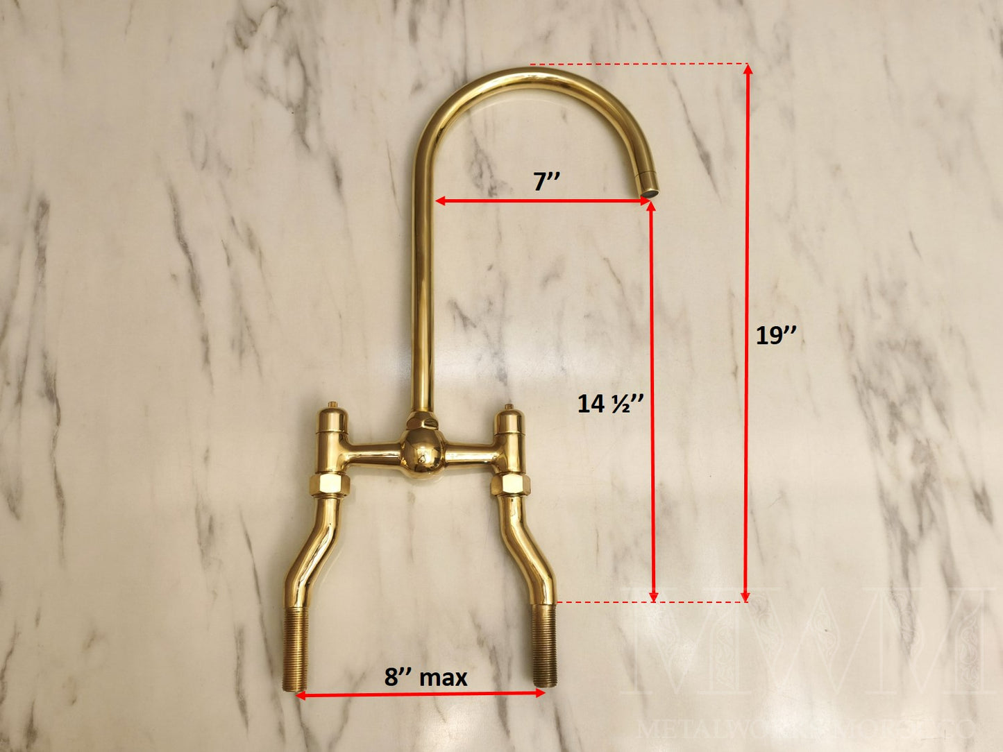Vintage Brass Bridge Mixer Tap Curved Legs