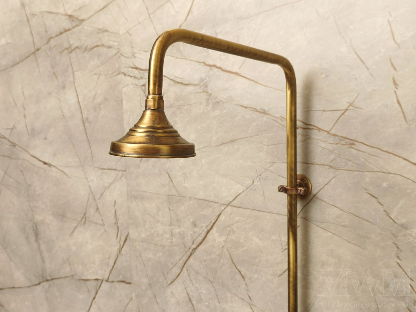 Antique Brass Exposed Pipe Shower System