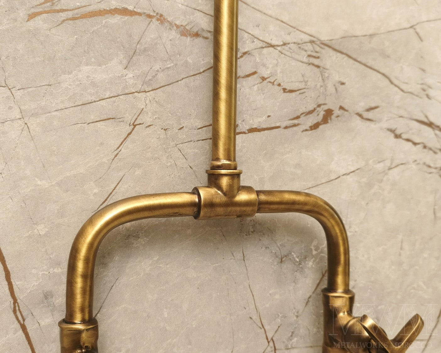 Antique Brass Exposed Pipe Shower System