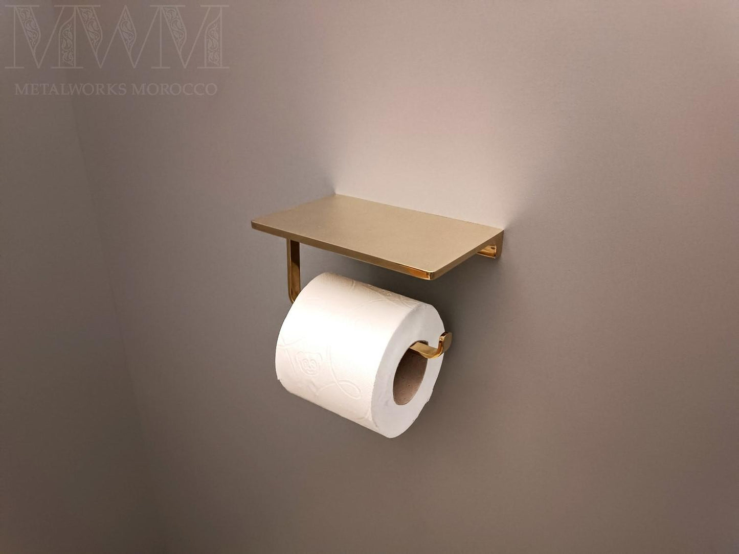 Solid Brass Toilet Paper Holder With Shelf