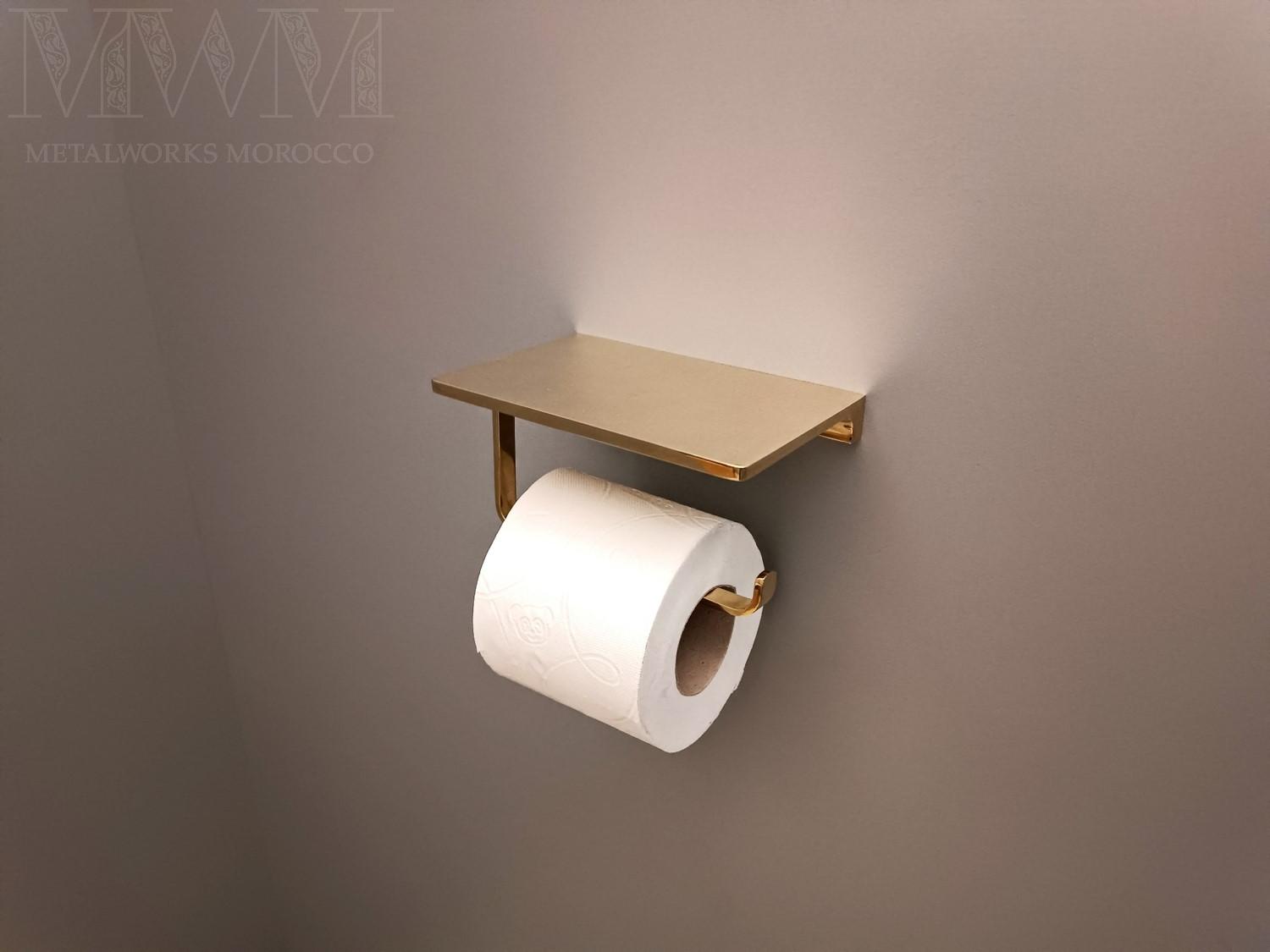 Solid Brass Toilet Paper Holder With Shelf