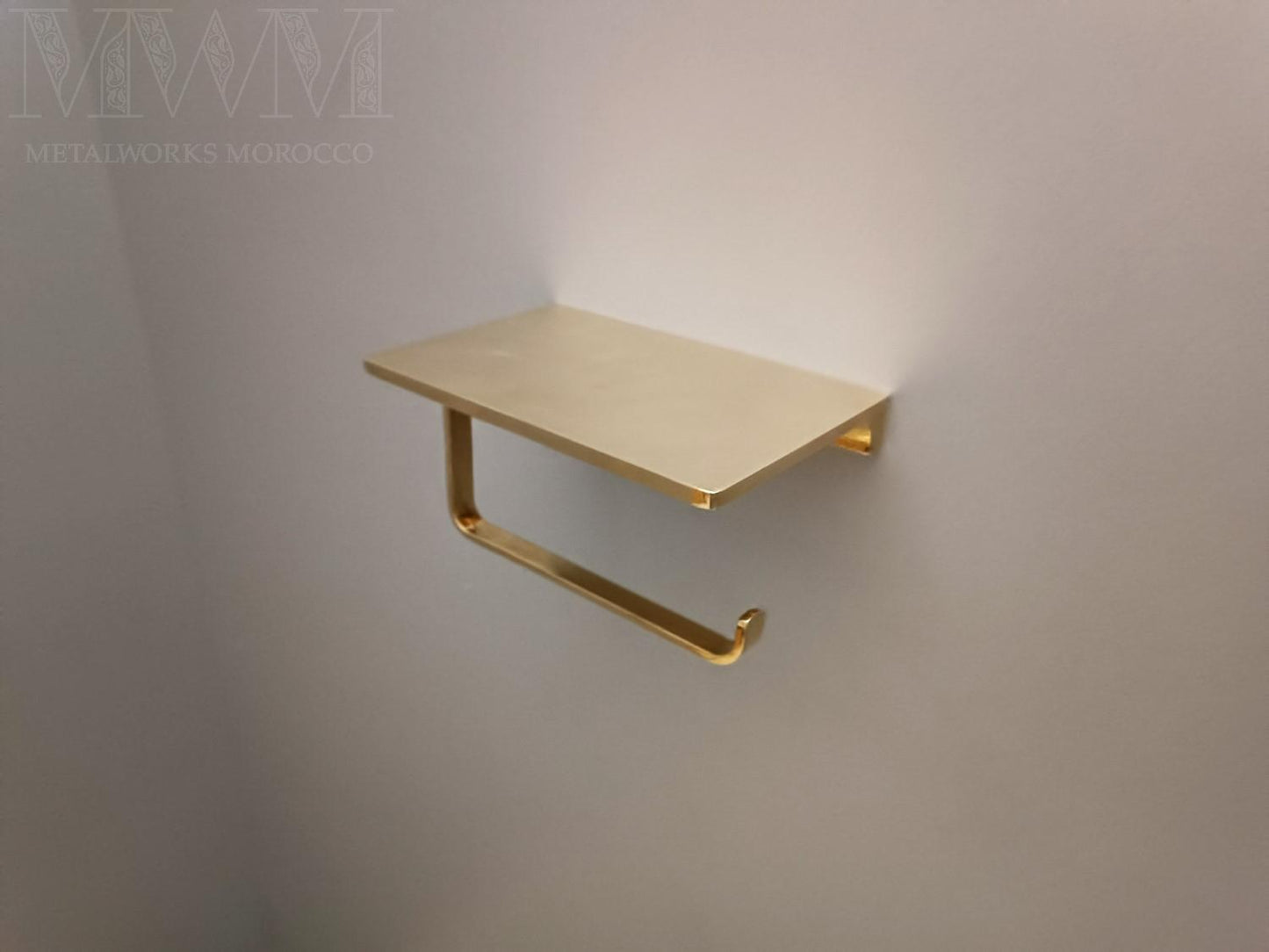 Solid Brass Toilet Paper Holder With Phone Shelf