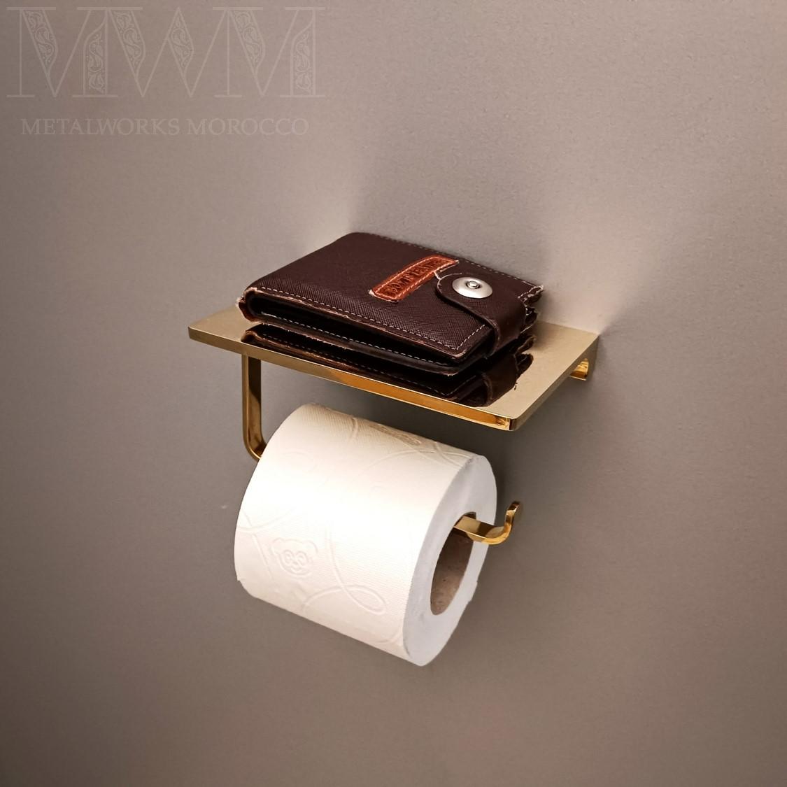 Solid Brass Toilet Paper Holder With Shelf
