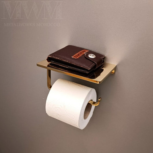 Solid Brass Toilet Paper Holder With Shelf