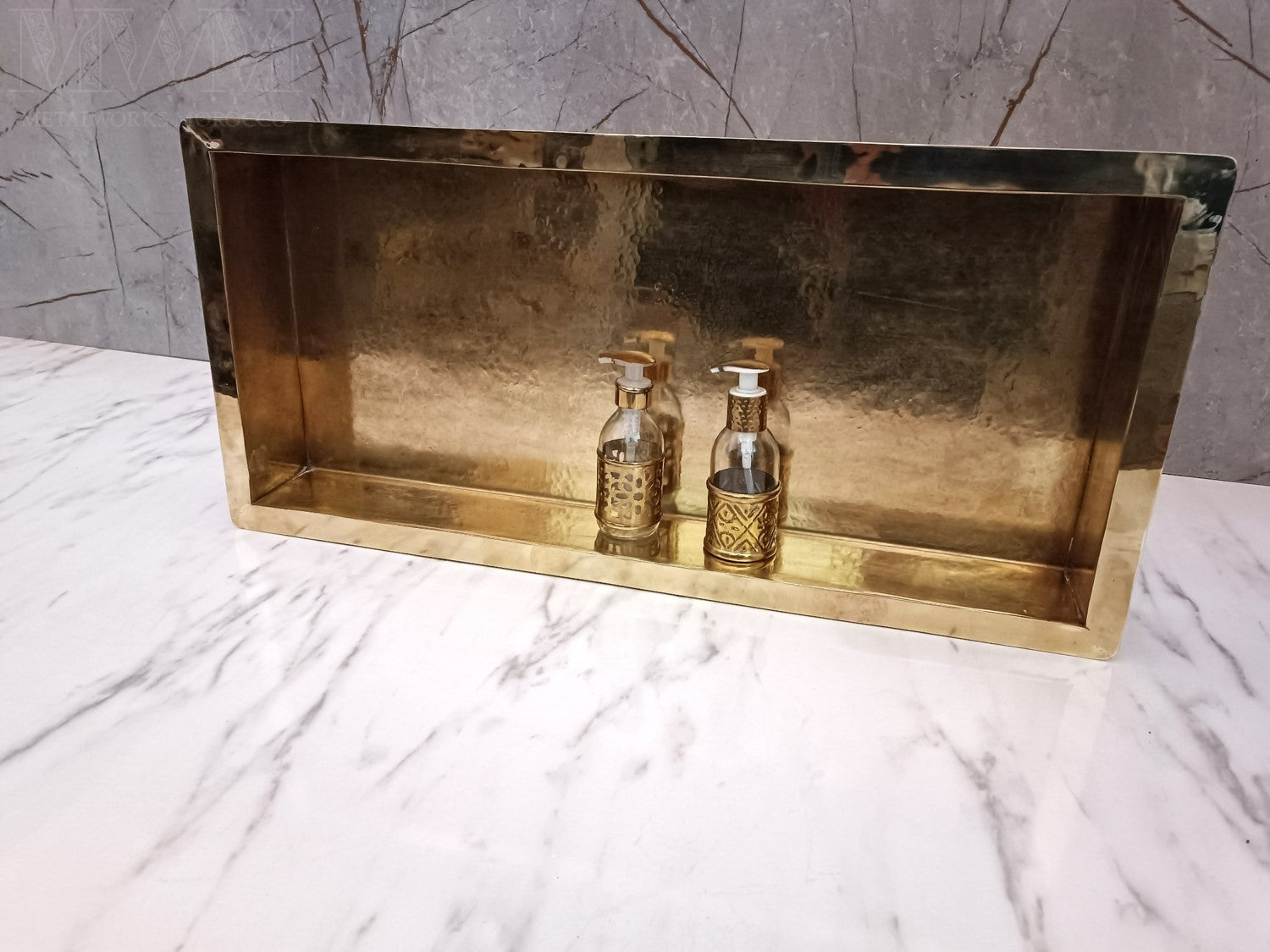 Brushed Brass Shower Niche Handmade