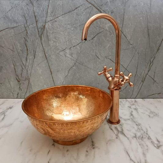 Copper Vessel Sink And Faucet Combo