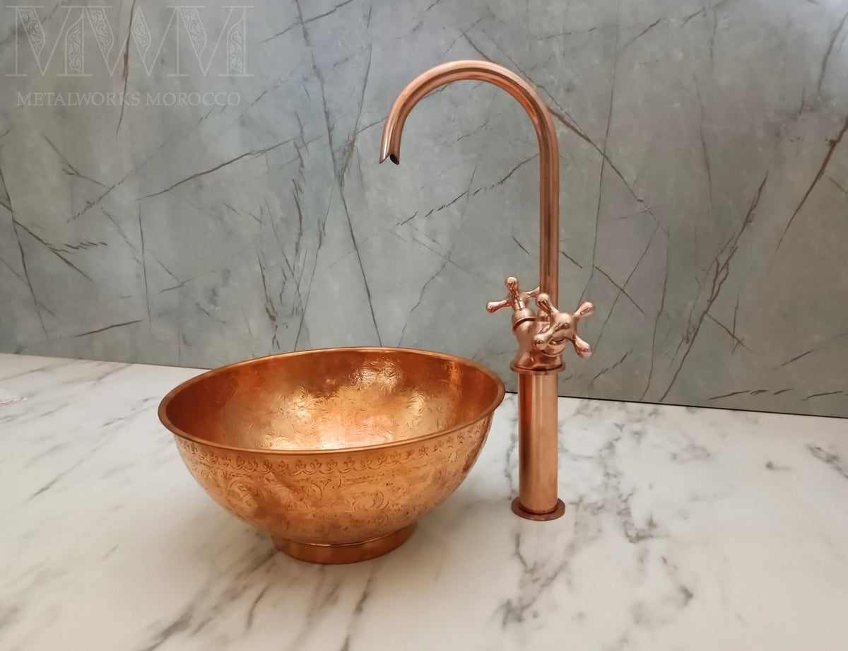Copper Vessel Sink And Faucet Combo – alternate angle