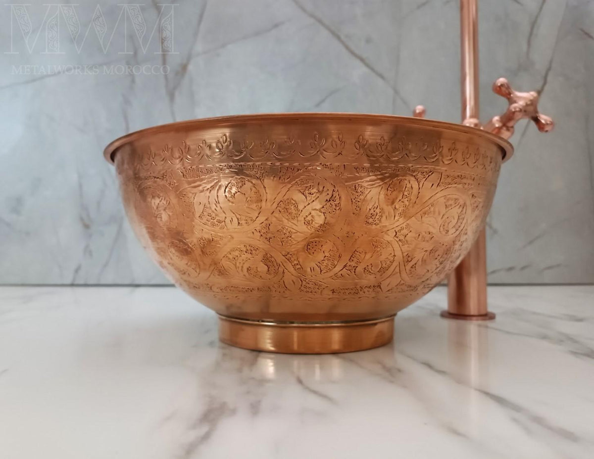 Copper Vessel Sink And Faucet Combo – close-up detail view