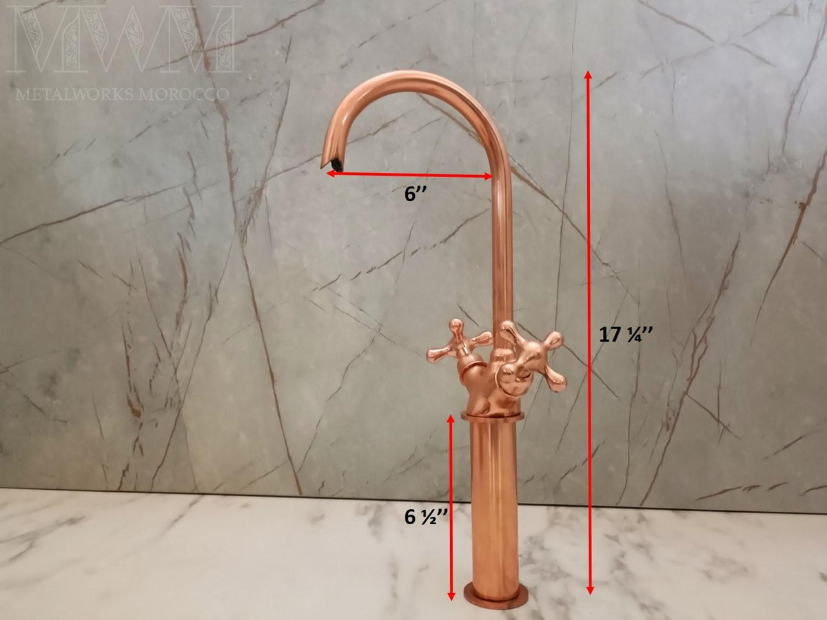 Copper Vessel Sink And Faucet Combo installed in home setting