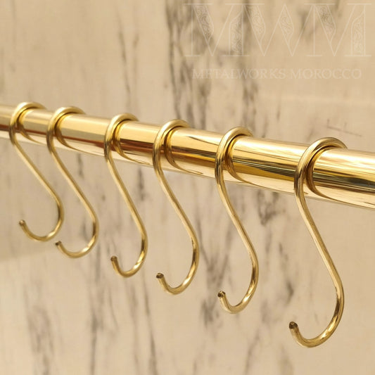 Set Of Large Brass S Hooks for Hanging