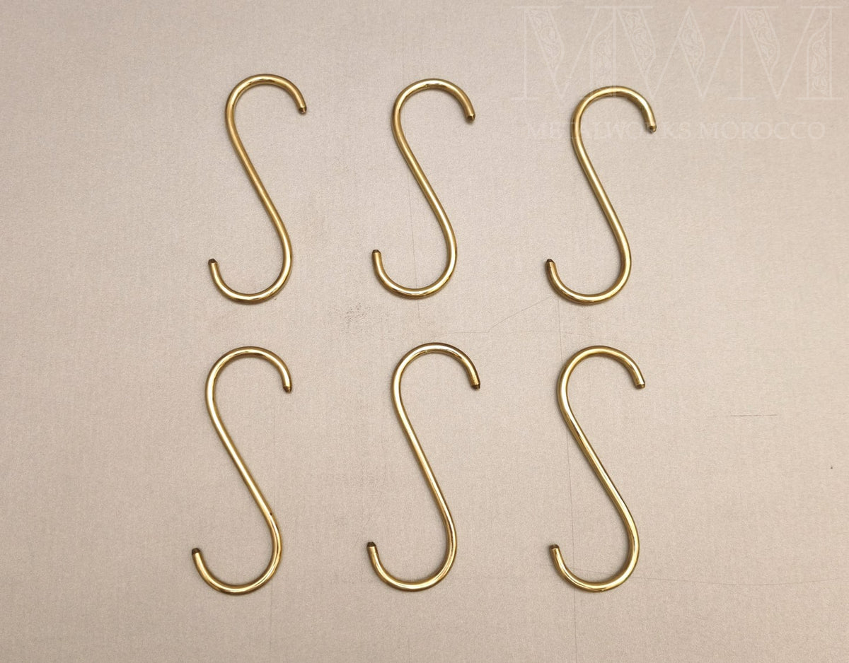 Set Of Large Brass S Hooks for Hanging – close-up detail view