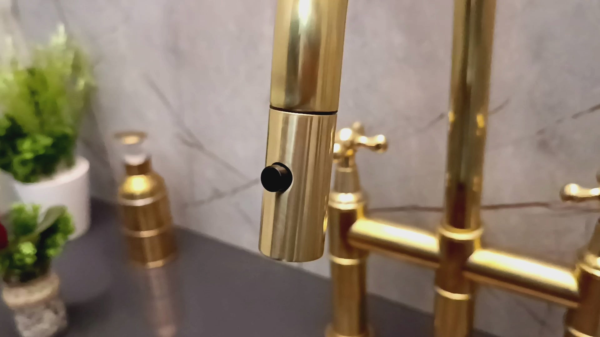 Unlacquered Brass Bridge Faucet With Pull Down Sprayer