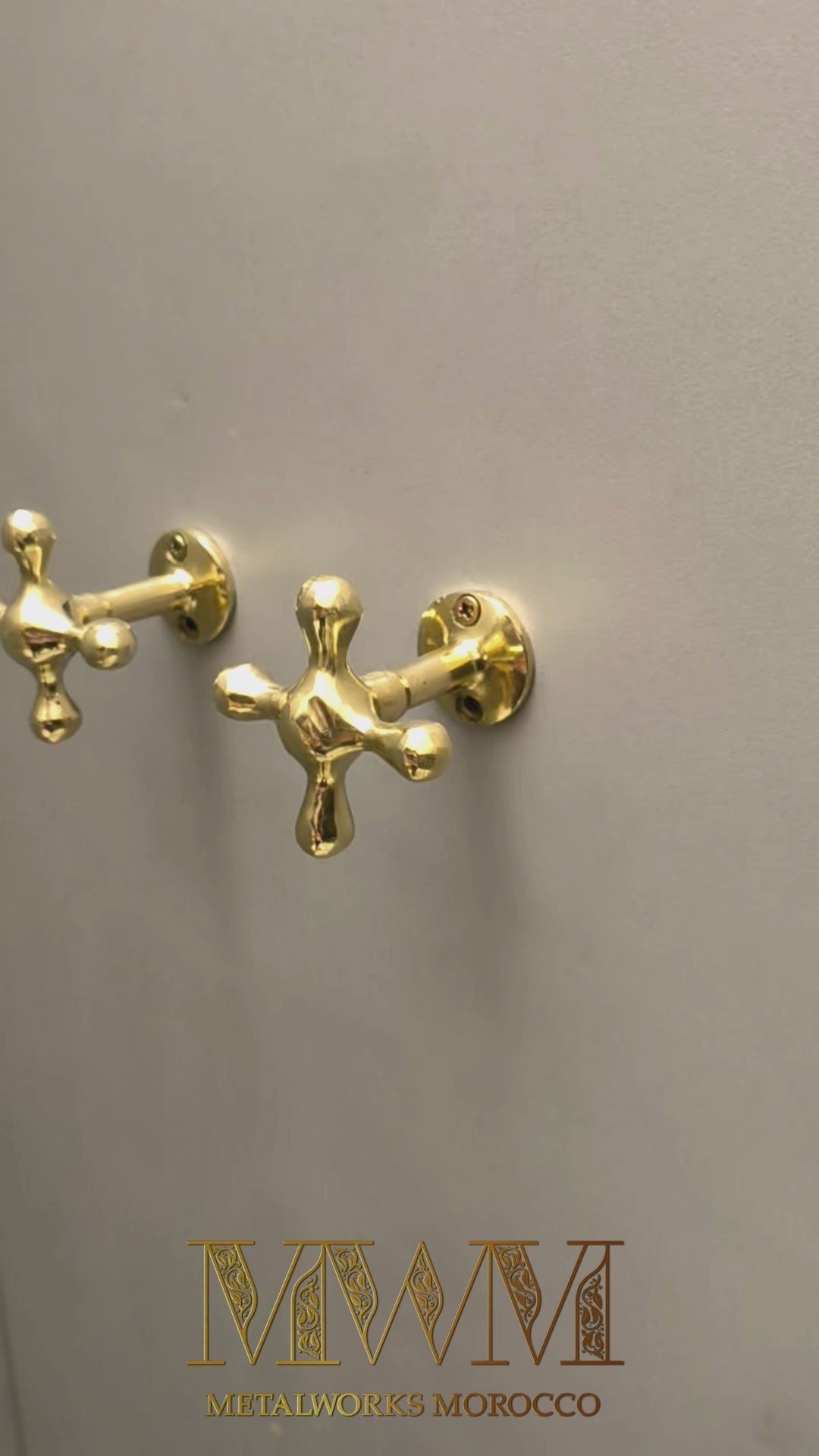 Unlacquered Brass Towel Hooks Cross-Shaped