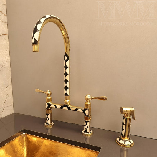 Solid Brass Kitchen Faucet with Resin Inlay