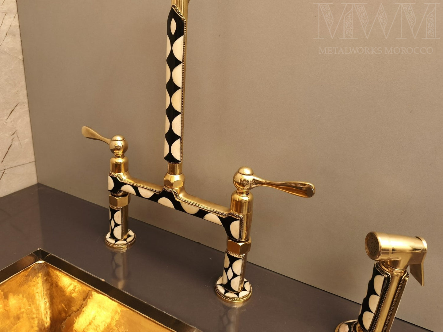 Solid Brass Kitchen Faucet with Resin Inlay