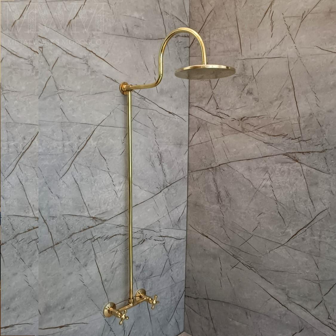 Unlacquered Brass Exposed Shower System