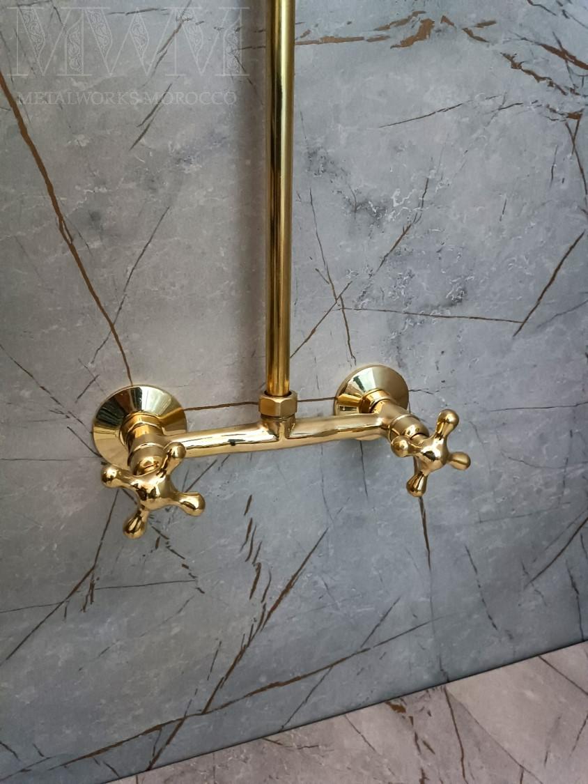 Unlacquered Brass Exposed Shower System