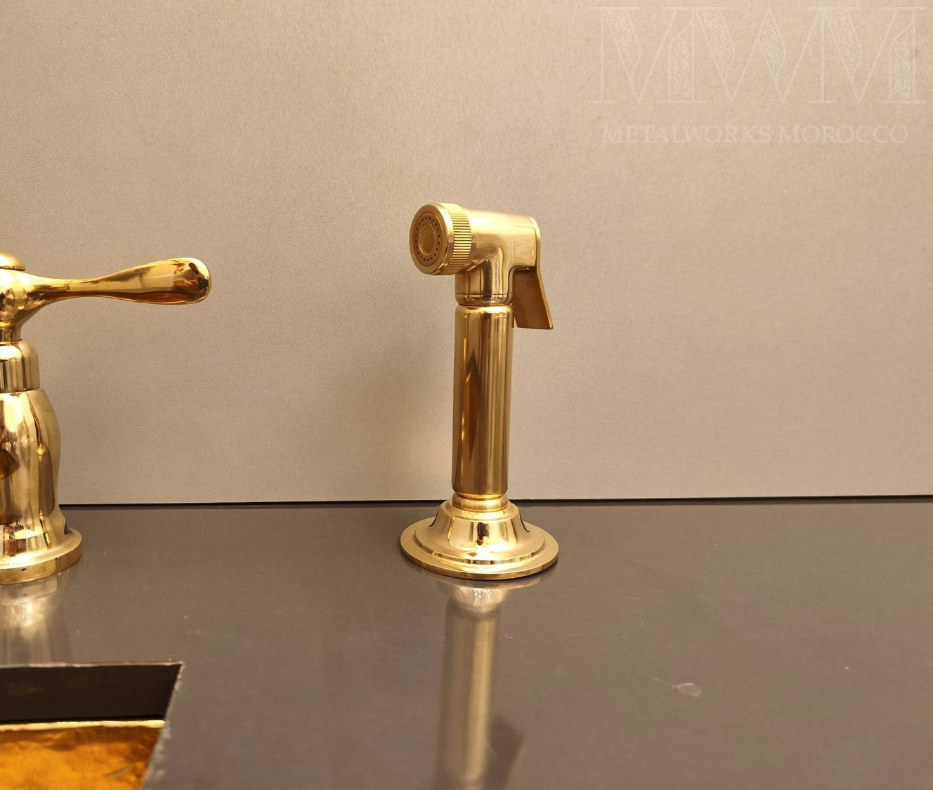 Unlacquered Brass Gooseneck Bridge Faucet with Lever Handles